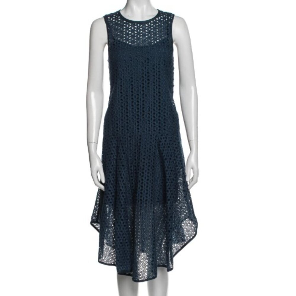 Tibi Eyelet dress, Cotton/ Silk. Sz 4. Blue. RP $495. Great Cond!